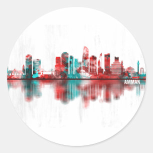 Amman Jordan Skyline Classic Round Sticker