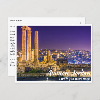 Amman Jordan with Citadel at Night Postcard