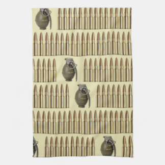 Ammo and grenades pattern tea towel