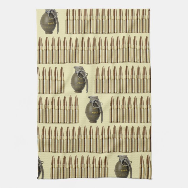 Ammo and grenades pattern tea towel (Vertical)