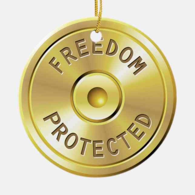 Ammo cartridge from a fired bullet, freedom ceramic tree decoration (Front)