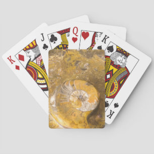 Ammonite Fossil in Rock Nature Photography Playing Cards