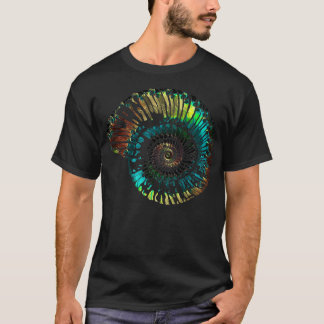 Ammonite Fossil Vector Opalescent Glass Pattern T-Shirt