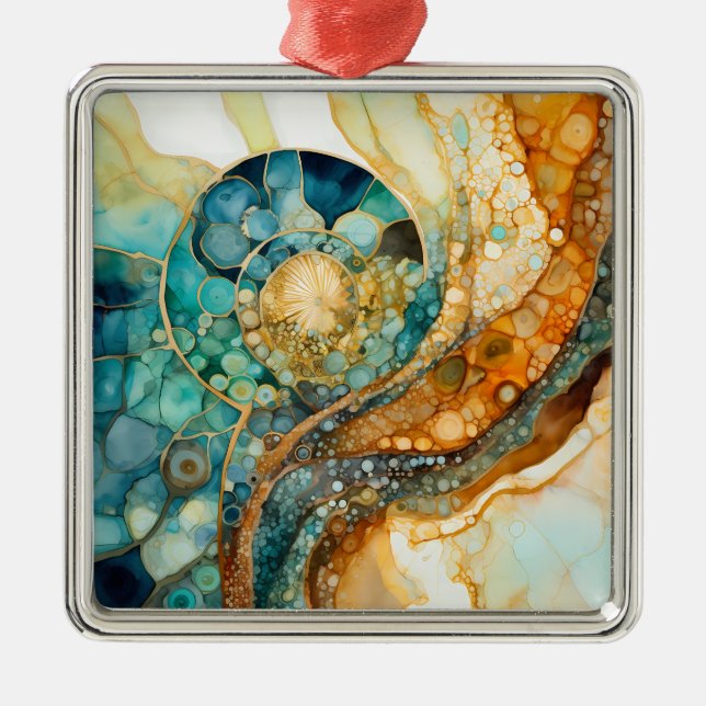 Ammonite Gem Fossil Christmas Ornament (Front)