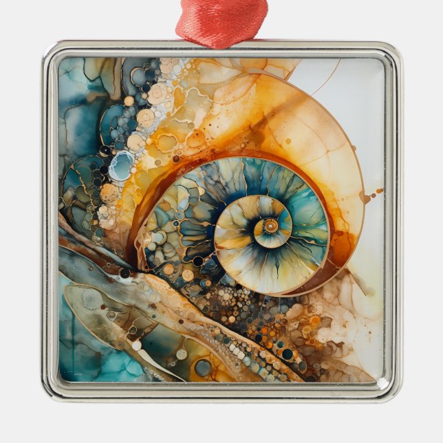 Ammonite Gem Fossil Christmas Ornament (Front)