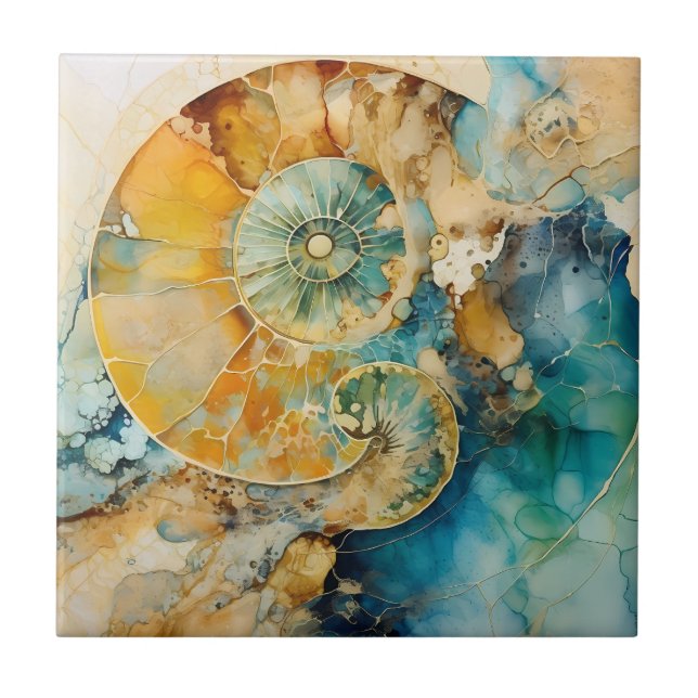 Ammonite Gem Fossil Tile (Front)