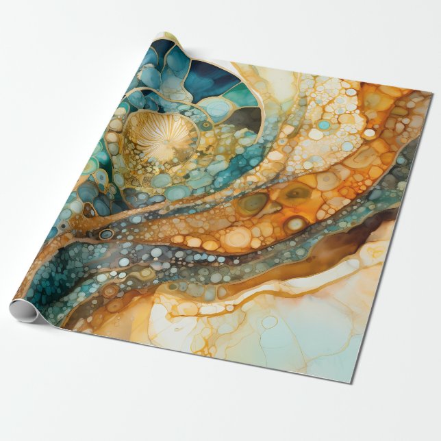 Ammonite Gem Fossil Wrapping Paper (Unrolled)