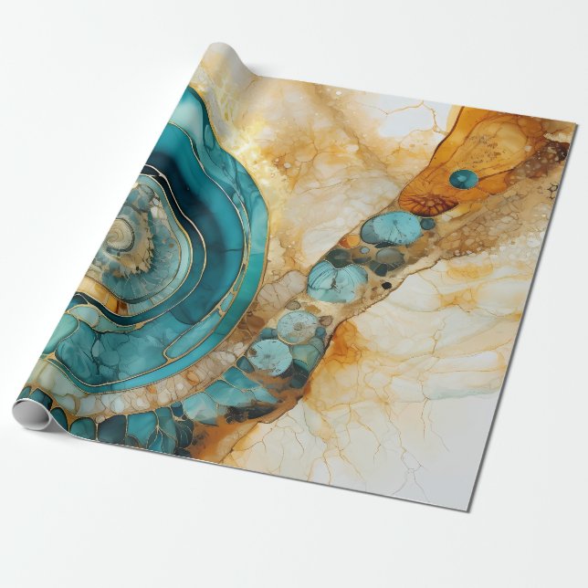 Ammonite Gem Fossil Wrapping Paper (Unrolled)