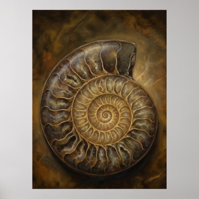 Ammonite Spiral Ancient Wisdom Spirit Art Poster (Front)