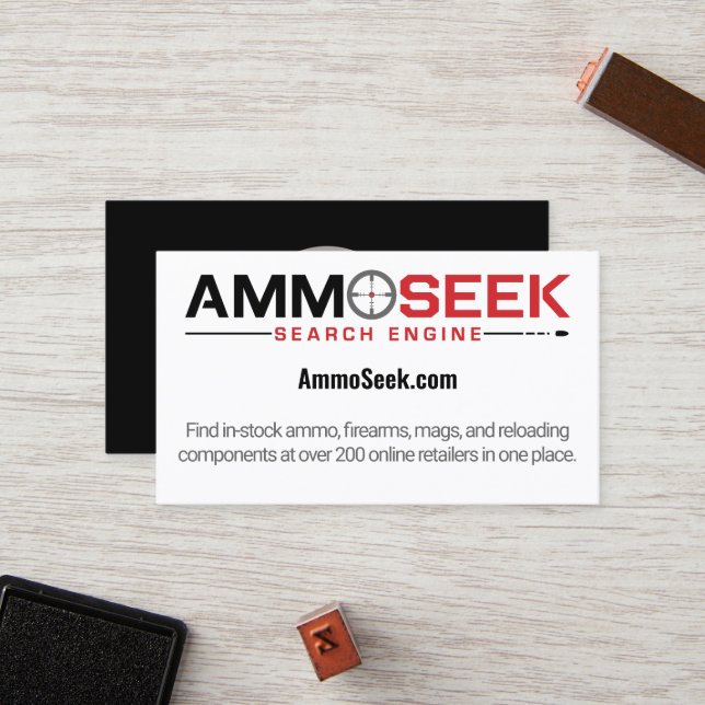 AmmoSeek promotional business card (Front/Back In Situ)