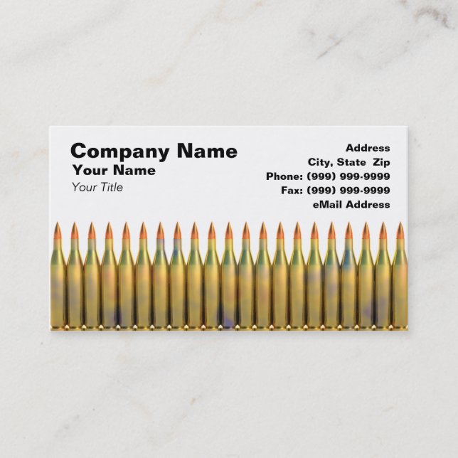 Ammunition Against White Background Business Card (Front)