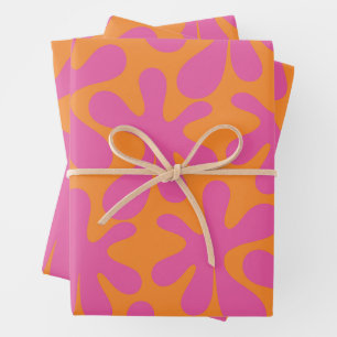 Amoeba Dance Funky Retro Modern Abstract Pattern  Wrapping Paper Sheet