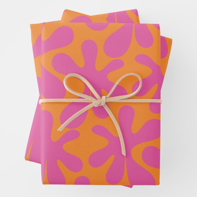 Amoeba Dance Funky Retro Modern Abstract Pattern  Wrapping Paper Sheet (In situ)