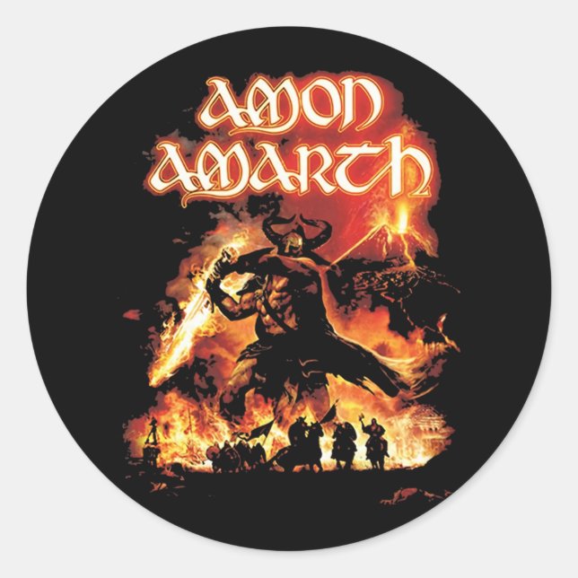 Amon Amarth Retro Fan Art Tribute Design Classic Round Sticker (Front)