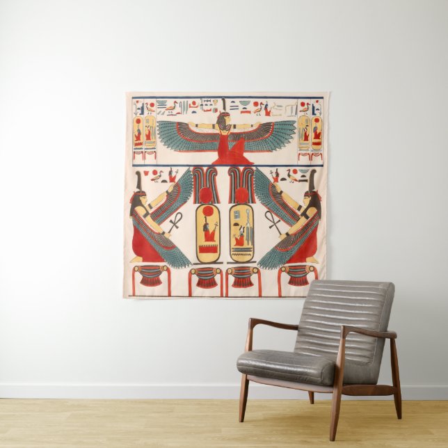 Amon Ra Sun God Blessings - Egyptian Pharaoh Tapestry (In Situ (Horizontal))