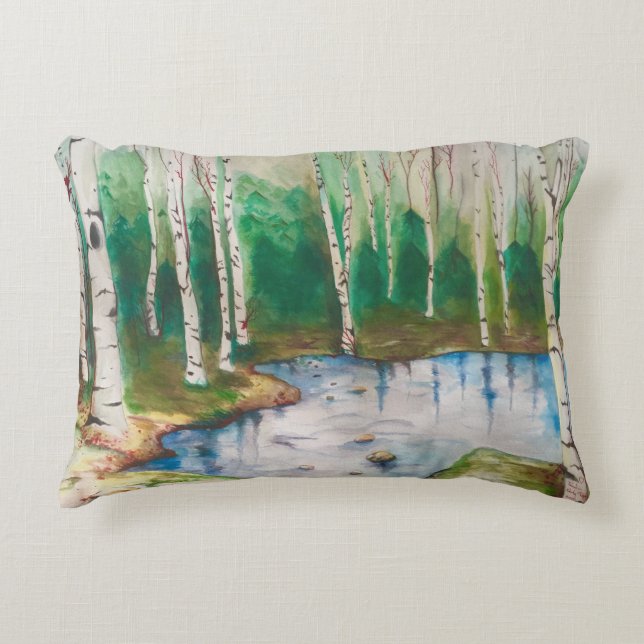 "Among Birch Trees" Pillow (Front)