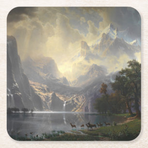 Among Sierra Nevada California mountain landscape Square Paper Coaster