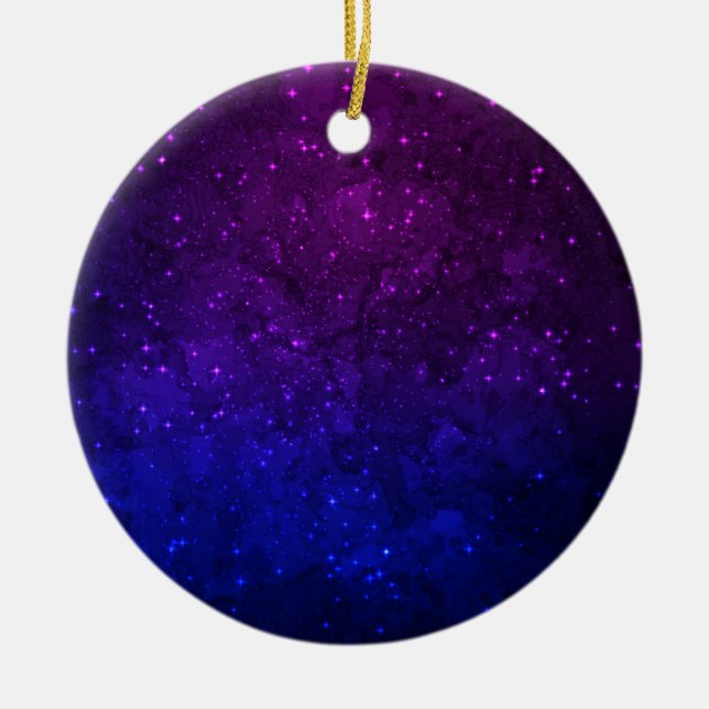 Among Stars in the Blue and Purple Galaxy Ceramic Ornament (Front)