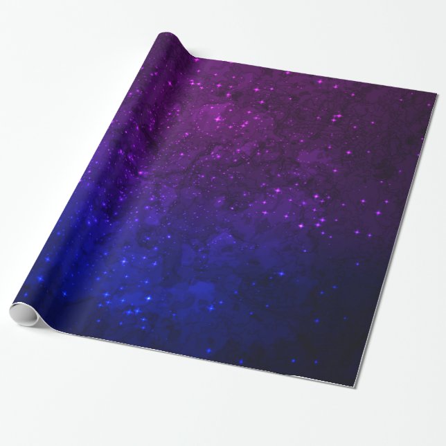 Among Stars in the Blue and Purple Galaxy Wrapping Paper (Unrolled)