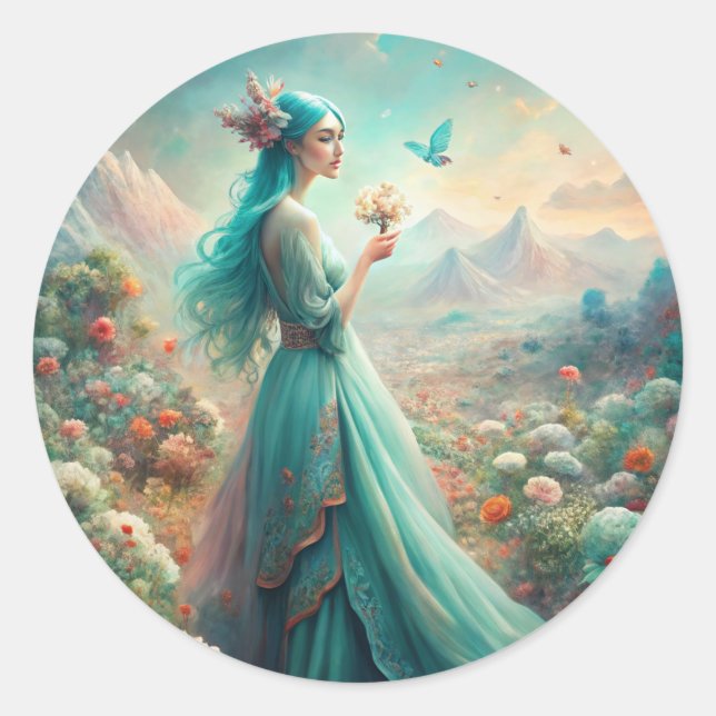 Among the Flowers Classic Round Sticker (Front)