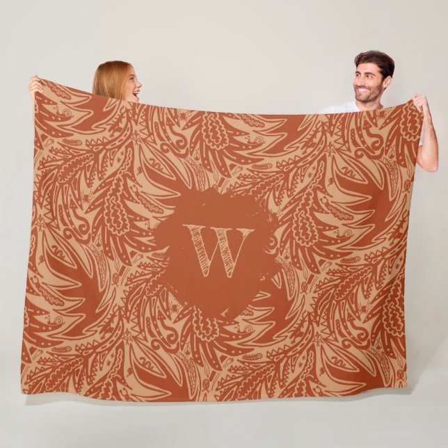 Among the Leaves Monogram Green Fleece Blanket (In Situ)