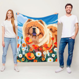 AMONG THE POPPIES Chow  Fleece Blanket