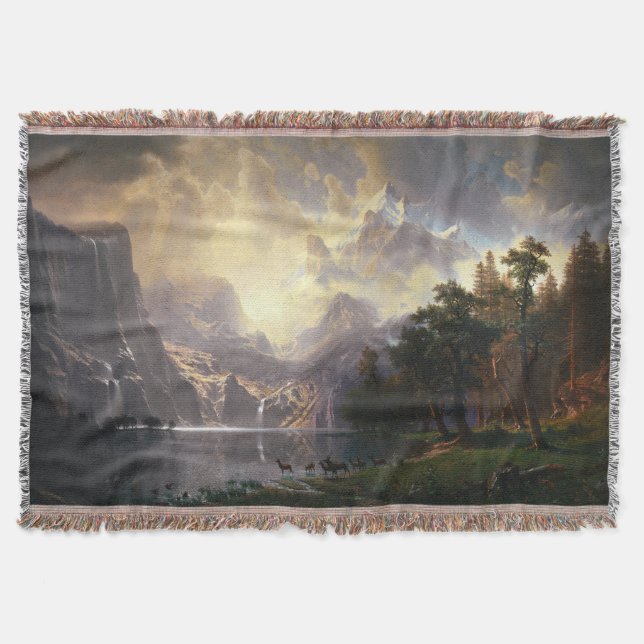 Among the Sierra Nevada, California, Bierstadt Art Throw Blanket (Front)