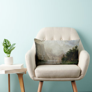 Among the Sierra Nevada Mountains by Bierstadt Lumbar Cushion