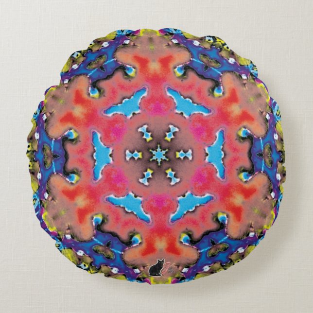 Amonium Kaleidoscope  Round Cushion (Front)