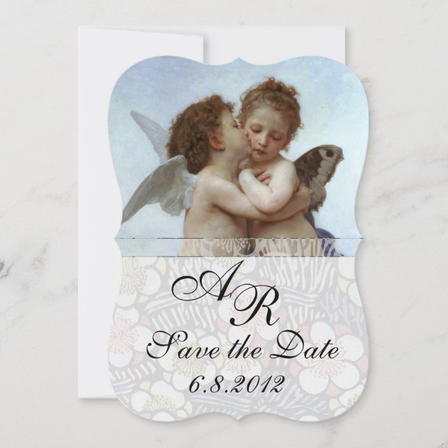 Amor and Psyche as Children Wedding Party Monogram Invitation (Front)