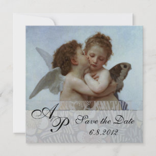 Amor and Psyche as Children Wedding Party Monogram Invitation