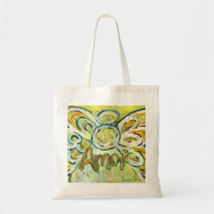 Amor Angel Word Art Tote Bags