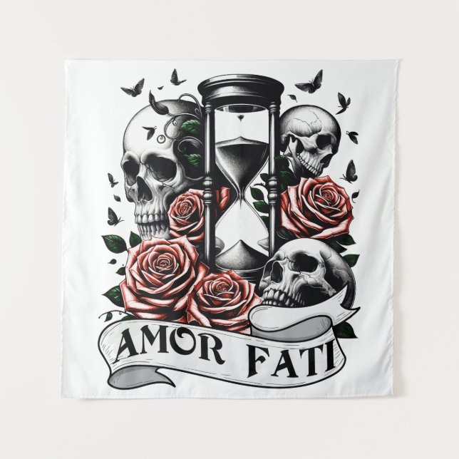 Amor Fati – Memento Mori Gothic Art Tapestry (Front)