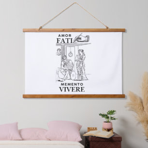 Amor Fati Philosophy Line Art Hanging Tapestry