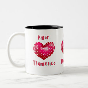 Amor Flamenco Red Heart with Polka Dots Passion Two-Tone Coffee Mug