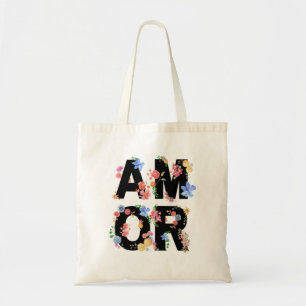 Amor Floral Spring Cute Love Romantic Watercolour Tote Bag