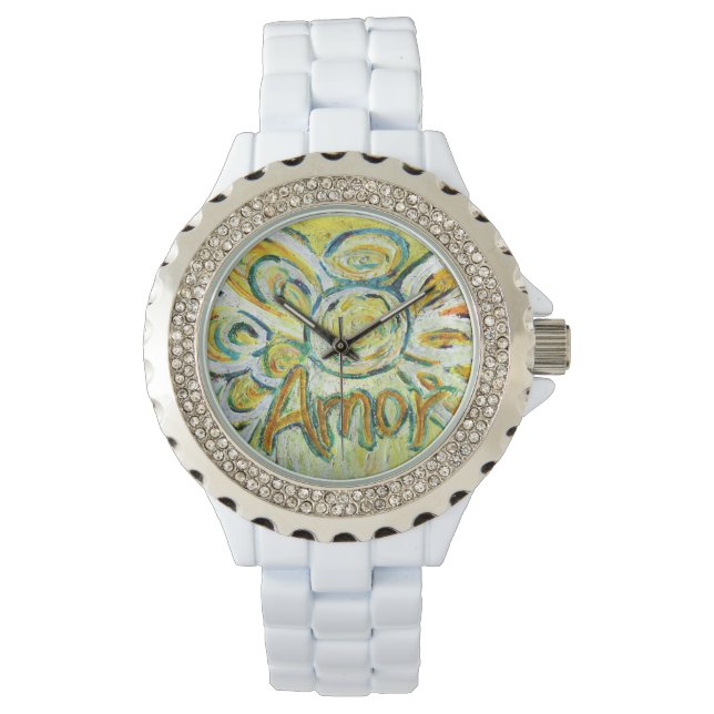 Amor Inspirational Guardian Angel Love Wrist Watch (Front)