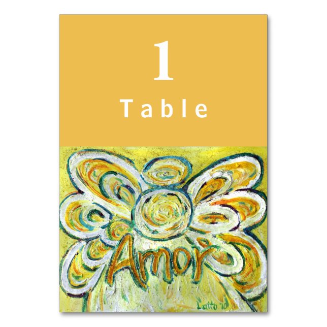 Amor Inspirational Word Angel Custom Table Cards (Front)