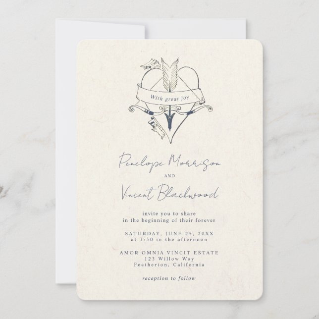 AMOR OMNIA VINCIT Wedding Invitation (Front)