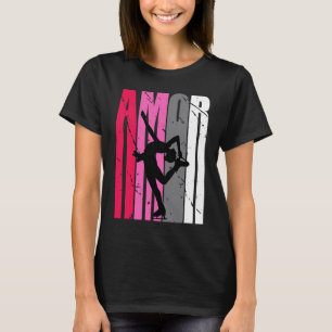Amor Pink Girls Ice Skating Birthday Retro Silhoue T-Shirt