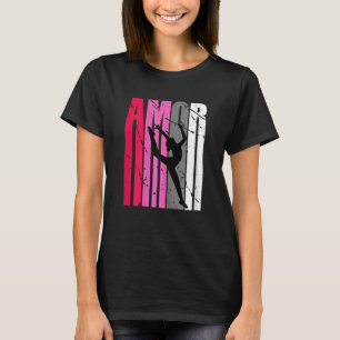 Amor Pink Girls Rhythmic Gymnastics Silhouette Pra T-Shirt