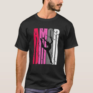 Amor Pink Girls Rhythmic Gymnastics Silhouette Pra T-Shirt