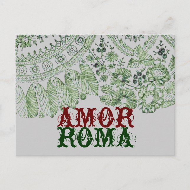 Amor Roma With Green Lace Postcard (Front)
