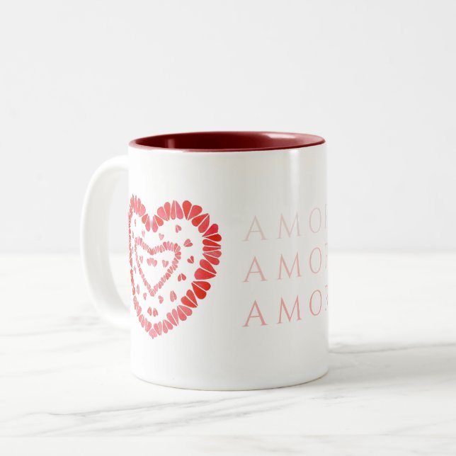 AMOR-SPANISH LOVE Maroon Two-Tone Mug (Front Left)