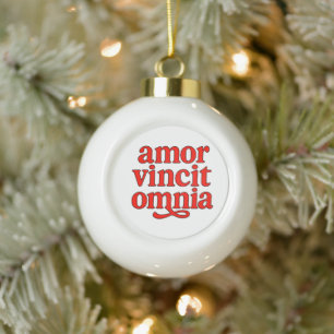 Amor vincit omnia ceramic ball christmas ornament