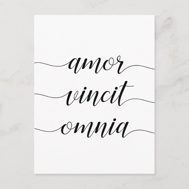 Amor vincit omnia inspirational postcard (Front)