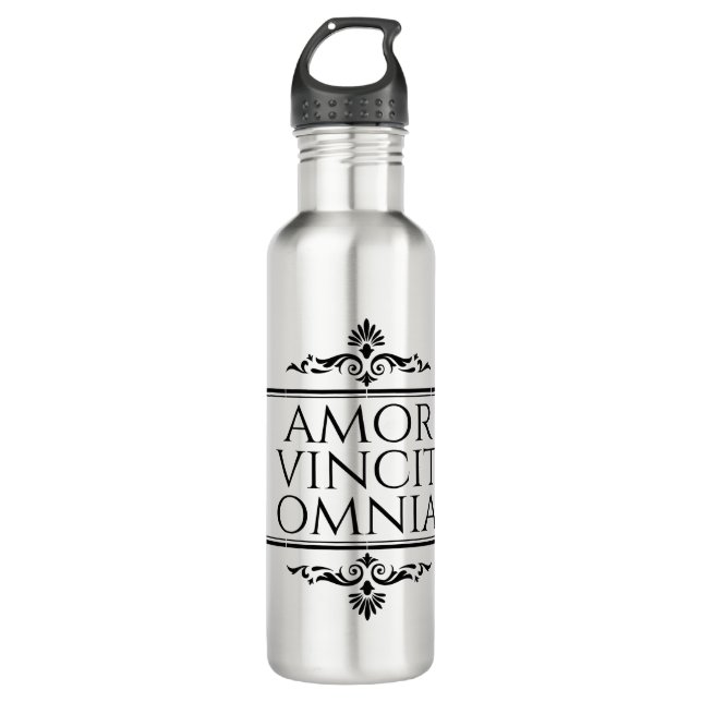 Amor Vincit Omnia Love Conquers All Latin Phrases 710 Ml Water Bottle (Front)