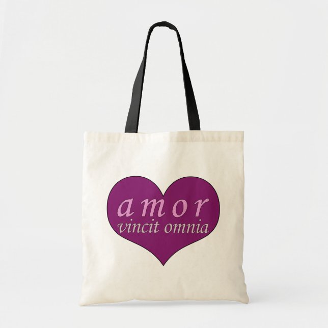 Amor Vincit Omnia Love Conquers All Valentines Day Tote Bag (Front)