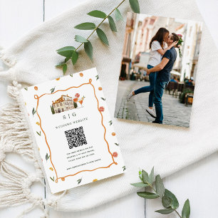 Amore & Aranci   Wedding Website QR Code Scan Enclosure Card