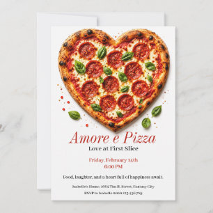Amore e Pizza Party - Heart Shaped Pizza Invitation